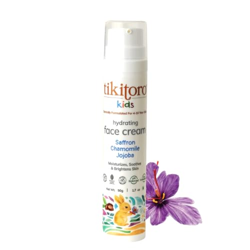 Image of Tikitoro Kids Hydrating Face Cream with Saffron, Chamomile & Jojoba Oil | Lightweight Face Moisturizer for All Skin Types | Non-Comedogenic | (Age: 4+) (50grams x 1)