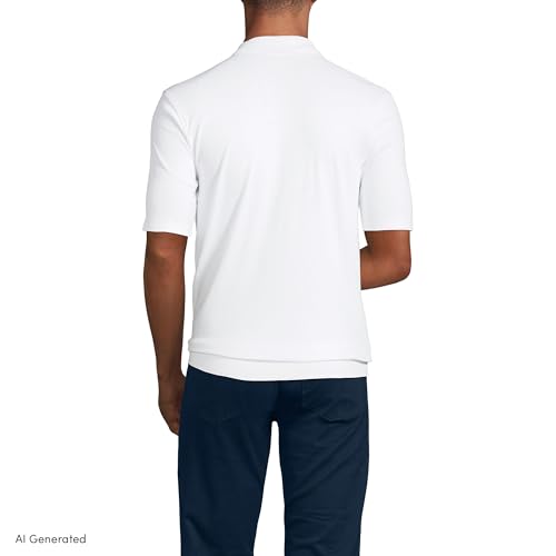 Polo para hombre Lands' End cuello con banda y manga corta miniatura 2