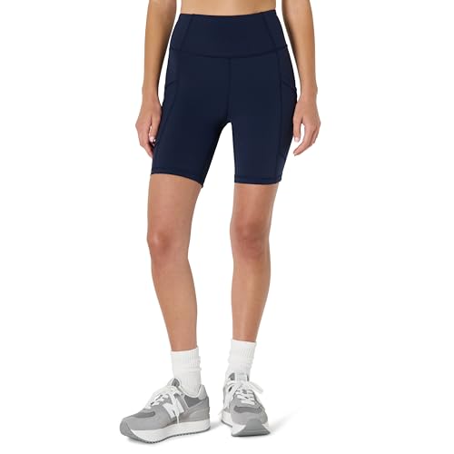 Amazon Essentials Womens Active Total Train High Waist 7 Gym Workout Biker Shorts with Pockets Navy X-Small