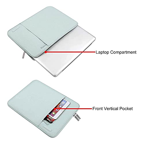 Image of MOSISO Laptop Case 13.3 inch, 13-13.3 inch Laptop Sleeve Compatible with MacBook Air /Pro 13 /Pro 14 M5 M4 M3 M2 M1, HP Dell ASUS Lenovo,Polyester Vertical Computer Sleeve Bag with Pocket, Mint Green