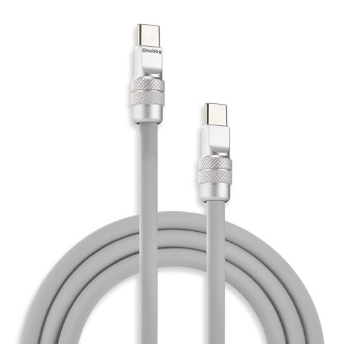 Image of chubbycable Chubby 2.0 Fast Charging Cable Durable Soft Silicone USB C Cable 240W Extra Thick Phone Charger Cord Data Transfer Cord, Gray, Type-C to Type-C, 16.4 FT