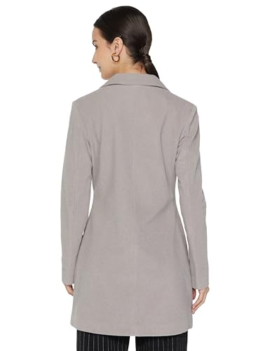 Image of Qube By Fort Collins Women's Knitted Hip Length Tweed Blazer - Stylish, Versatile, And Elegant For Office Or Casual Wear
