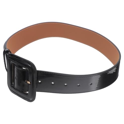 Beatifufu Cinturón Versátil de Charol para Mujer en Color Negro para Combinar Jeans y Vestidos Informales