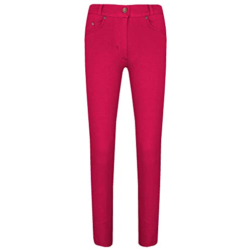 Girls Skinny Jeans Kids Cerise Stretchy Denim Jeggings Fit Pants Trousers 5-13Yr