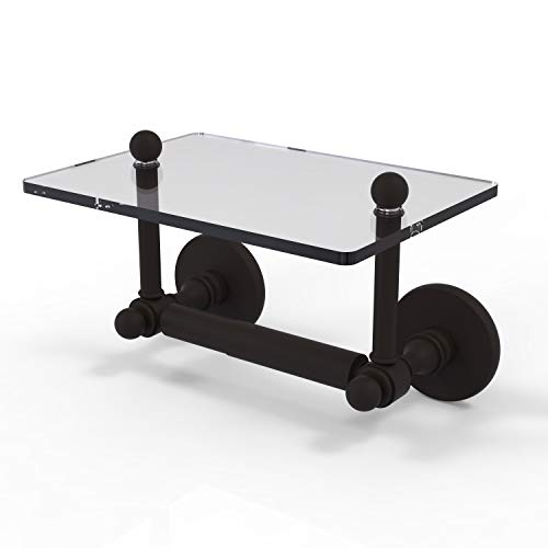 Exclusive Discount 🔥 Allied Brass P1000-GLT-24 Prestige Skyline Collection Two Post Tissue Glass Shelf Toilet Paper Holder, Oil Rubbed Bronze