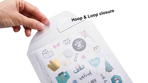 YESSART 7x5 Clear Plastic Envelopes Hook Loop Closure Receipt Sticker Storage Holder 20 Pack