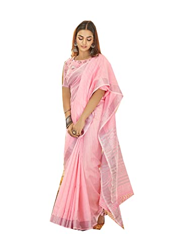 Sari moderne rose en lin doux, le secret d'un look formel indien sans l'inconfort