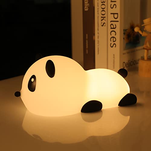 SALUOKE Veilleuse Enfant,7 Couleurs Veilleuse Beau panda,Silicone Tactile Veilleuse,Veilleuse Bébé,Veilleuse LED Rechargeable,Fonction Minuterie Lampe Chevet,Idee Cadeau Garçon fille