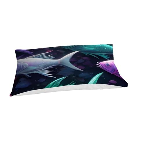 Parure de lit poisson vert avec housse de couette single 135x200 et taies d'oreiller animaux 3D - 7