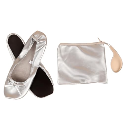 Foldable Ballet Flats for Women Roll up Shoes Travel Ballerina Slippers for Purse Plus Size Comfortable Convenient Dance Sneakerina Beach Summer House Indoor Outdoor