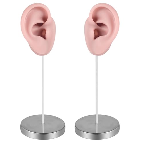 jdstty Molde de oreja artificial de silicona suave para entrenamiento de acupuntura, accesorios prácticos para exhibición de joyas