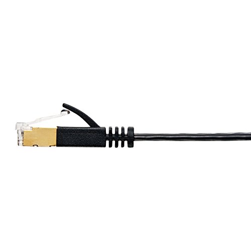 サンワサプライ CAT7フラットLANケーブル (5m) 10Gbps/600MHz RJ45 ツメ折れ防止 ブラック KB-FL7-05BKN