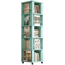 5 Tier Rotating Bookshelf, 360revolving Display Case, Industrial Book Shelf, Free Standing Books Storage Rack, for Home Office, Living Room, Study Color Green, Size 5 Layers