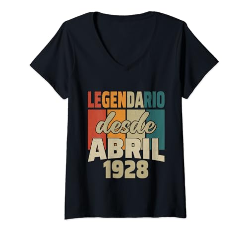 Mujer Legendario Desde Abril 1928 - Cumpleaños 96 Años Camiseta Cuello V