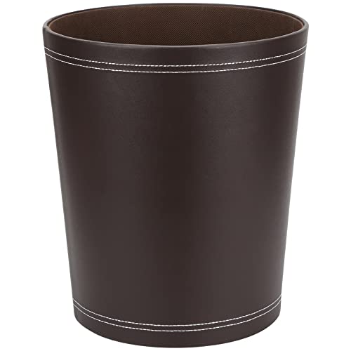 GORESE Papelera de reciclaje de piel en color negro, diseño moderno, para cocina, baño, oficina (marrón) Cover