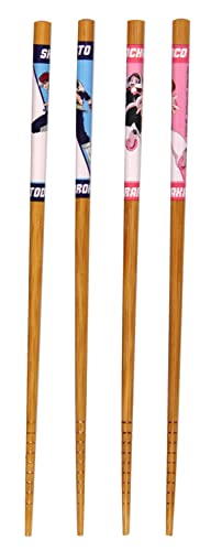 Palillos de My Hero Academia de bambú natural de 8.85 pulgadas juego de 4 pares 4