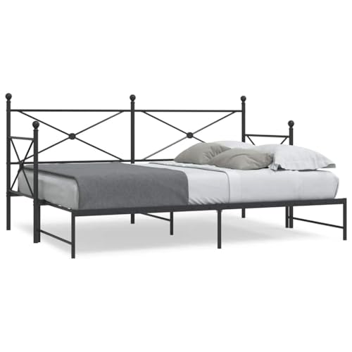 Gecheer Diván con Nido sin colchón Negro 90x200 cm Acero,Diván Cama para Dormitorio Salón Estructura de sofá Cama Dormitorio Habitación Interior