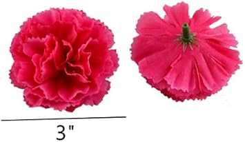 Rikyo 50 Artificial Silk Carnation Flower Head with Stems Set,Vase Fillers for Home Decor Party Birthday Cake Ornaments,Handmade Wrist Corsage, 3''Multiple Petals Heads & 8'' (Champagne)