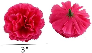 Rikyo 50 Artificial Silk Carnation Flower Head with Stems Set,Vase Fillers for Home Decor Party Birthday Cake Ornaments,Handmade Wrist Corsage, 3''Multiple Petals Heads & 8'' (Champagne)