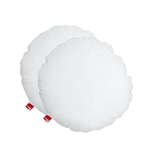 POWER INN Lot de 2 cojines interiores de algodón, 40 cm, redondos, lavables, adecuados como cojín decorativo y almohada, rellenos con fibra de relleno Oeko-Tex 100