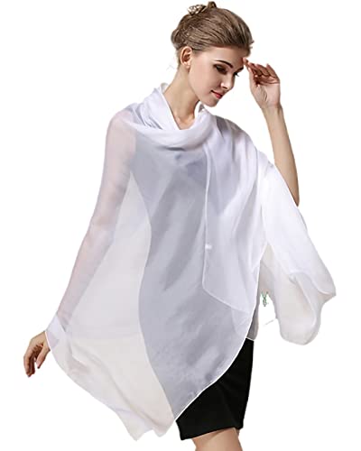 100% Mulberry Silk Chiffon Scarf Solid Color Large for Women, Long Lightweight Silk Shawl Wrap2