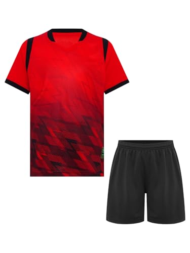 2pcs Kids Boys Quick Dry Football Uniform Set Short Sleeve Team Training T-Shirts with Shorts