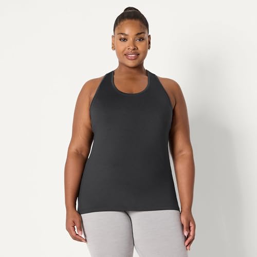 Image of Amazon Essentials Women's Active Quick Dry Tech Stretch Racerback Scoop Neck Tank Top, Multipacks