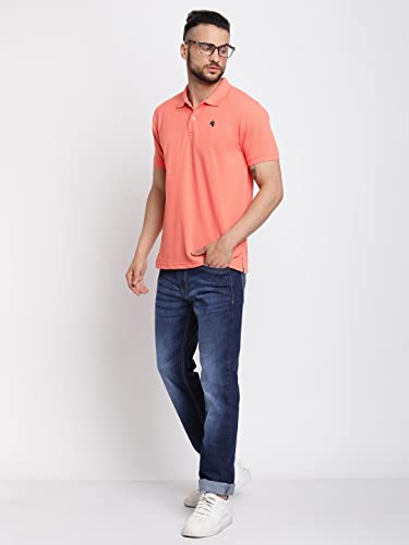 Image of Cantabil Men's Cotton Blend Solid Polo Neck T-Shirt (Regular Fit)