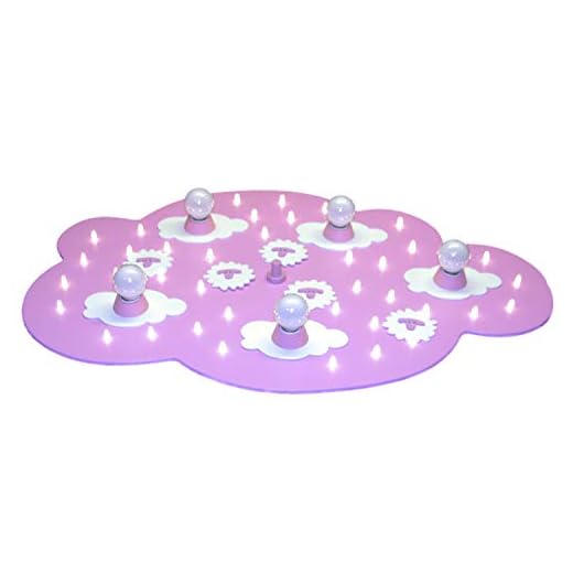 Elobra Taklampa moln barnrum vägglampa barnlampa med får motiv, rosa, stjärnhimmel för spädbarn och barn med nattlampa LED