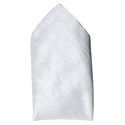 Royal Silk Deluxe Noble White Silk Dupioni Pocket Square 16”x16”