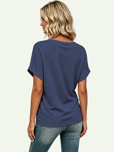 Image of T Shirts Short Sleeve V Neck Tees Womens Tops Beach Vacation Fashion Clothes 2026 Casual Summer Spring Fall Outfits