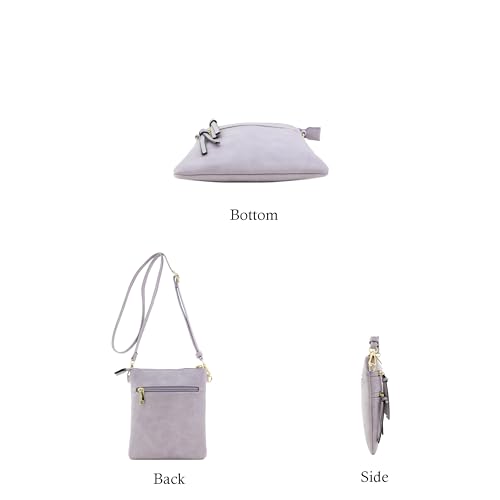 Image of Isabelle Small Lightweight Shoulder Bag for Women, Mini Multi Zipper Pocket Crossbody Handbag with Adjustable strap