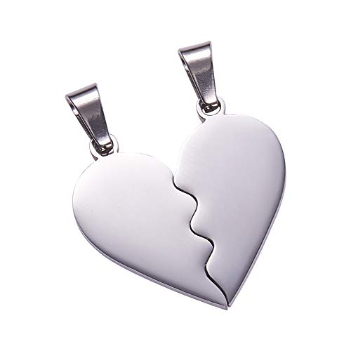 1IL PACCHETTO COMPRENDE]: viene fornito con [ set di ciondoli a cuore, dimensione: intera: circa 25.5 mm di larghezza, 26 mm di lunghezza, 1.4 mm di spessore, Foro: 4x7 mm; Singolo: circa 12.5mm di larghezza, 26.5 mm di lunghezza, 1.4 mm di spessore, Foro: 4x7 mm, ideale per la creazione di gioielli e altri scopi.