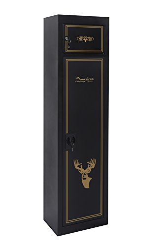 American Furniture Classics Metal Five Gun Locking Security Cabinet with Separate Ammunition Compartment