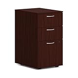 HON MOD 3 Drawer File Cabinet On Wheels, Mobile Pedestal for Filing Cabinets for Home Office, 15' W Portable Storage, Mahogany