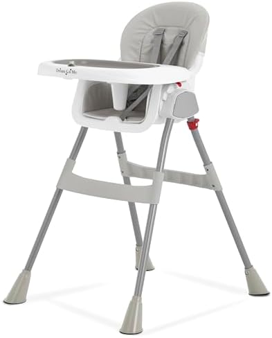 Dream On Me TableTalk 2-in-1 Convertible High Chair, 5-Point Harness, Gray | Dishwasher Safe Tray, Steel Frame, Easy to Clean Removable Seat Pad, For 6-36 months Toddlers, Compact & Quick Folding Design