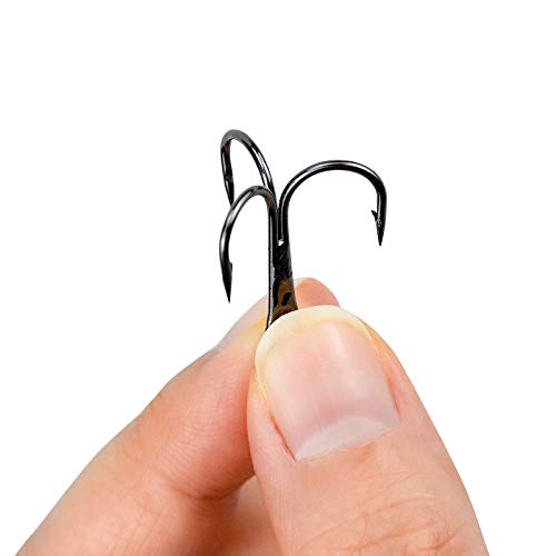 130 STK Drillingshaken Drillinge Angelhaken Kohlenstoffstahl Treble Angelhaken Set runde Biegung Haken Drillinge Haken… – Bild 8