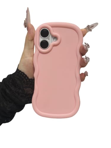 Coque iPhone 16 anti-choc avec cadre bouclé rose effet soie