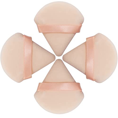 Borla Maquillaje, 4 Piezas Powder Puff Borlas Maquillaje Esponja Polvos Translucidos, Triángulo Kosmetics Beauty Puff Triangular Cosmético Aplicadores de Polvo Suelto Fundación Belleza Tools