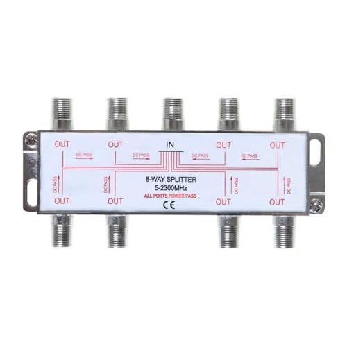 Cables Direct Online Pack of 3pc - 8 Way Bi-Directional 5-2300 MHz Indoor and Outdoor Waterproof Coaxial Antenna Splitter for RG6 RG59 Coax Cable Satellite HDTV (8 Ports)