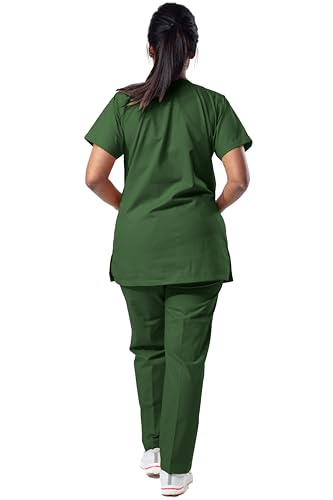 Image of Uniform Craft Women's 4 Pocket Scrub Suit Set | Medical Uniform | Cross V-Neck Poly Cotton | Short Sleeve Hospital Wear | Ideal for Doctors & Nurses (Olive Green, 3XL)