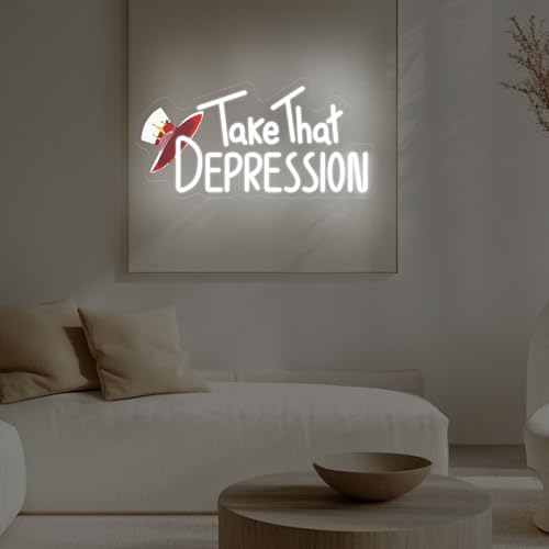 Image of Take That Depression Duck Neon Sign, Hazbin Hotel wall art, Lucifer,Hazbin Hotel Fan Art, Depression Duck,Best Dad Lucy, Lucifer Morningstar, 16.5 inchx8.7 inch