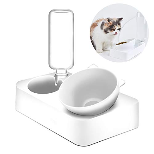 Legendog Gamelle pour Animal Domestique 15° réglable en Forme de Chat Gamelle pour Chat avec Bouteille d'eau Fournitures Professionnelles
