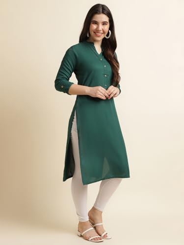 Image of Fabclub Women's Rayon Solid Plain Straight Kurti