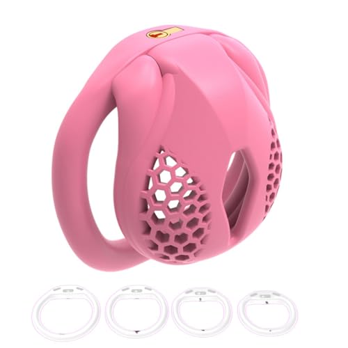 Men's Embedded Honeycomb Protective Cage, Ventilated and Breathable, Black and Pink, 4 Sizes-USZA033 (Pink, Nub)