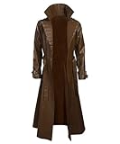 Kinetic Hero Cosplay Brown Trench Coat – Men’s Tatum Leather Halloween Costume (Brown, Faux, L)