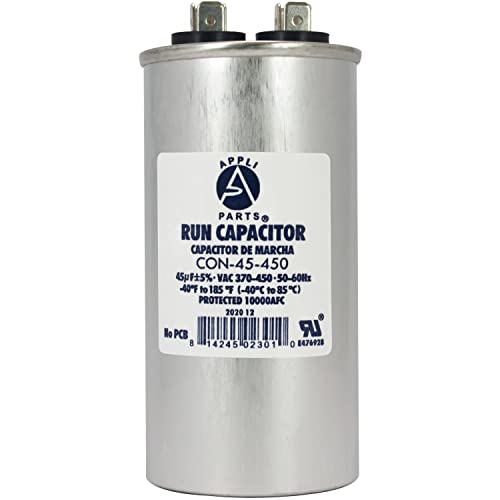 Appli Parts Run Capacitor 45 Mfd uF (microfarads) 370 VAC or 450 VAC Round CON-45-450 Replaces CAP-45-450