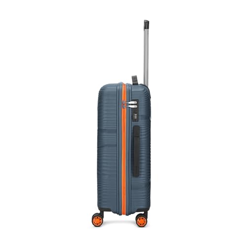 Image of Skybags Swirl Check-in Trolley Bag 65cm | Medium Hard Luggage | 8 Wheels Suitcase for Travel | 3-Digit Combination Lock with Anti-Theft Zipper | Polypropylene | 3 Years Warranty - Unisex (Blue)