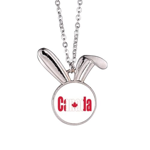 Collier avec pendentif lapin motif drapeau Canada, bijou fantaisie et souvenir original