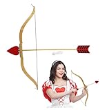 Nicky Bigs Novelties Gold and Red Cupid Bow and Arrow Set - Lightweight Handheld Cupid Heart Arrow - Valentines Halloween Costume Accessory, Gold, One Size